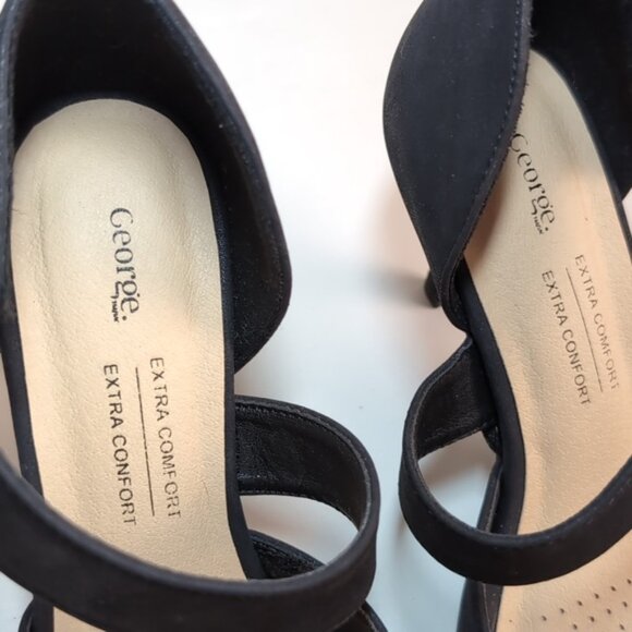 3/$20 George Asymmetric Pointed Heels Elegant Black Faux Suede Cushioned Shoes - Picture 5 of 13